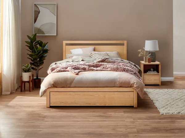 Stockholm Gas Lift Bed Frame – King Single / Natural